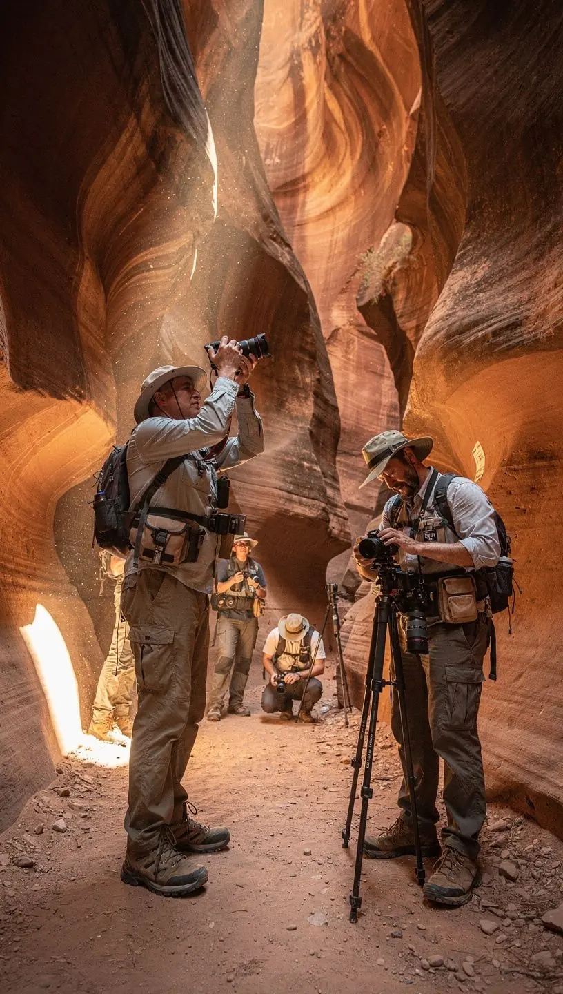 Туристический автобус на фоне величественных скал пустыни