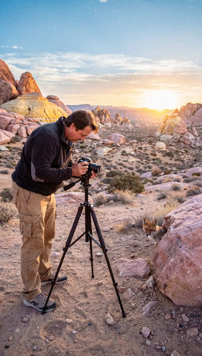 Каньон, окутанный мягким светом вечернего солнца.