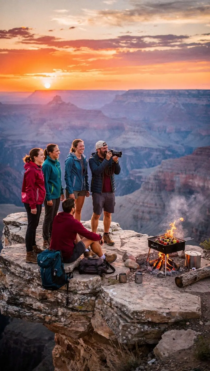 Фотосессия на фоне величественного каньона в золотом свете заката