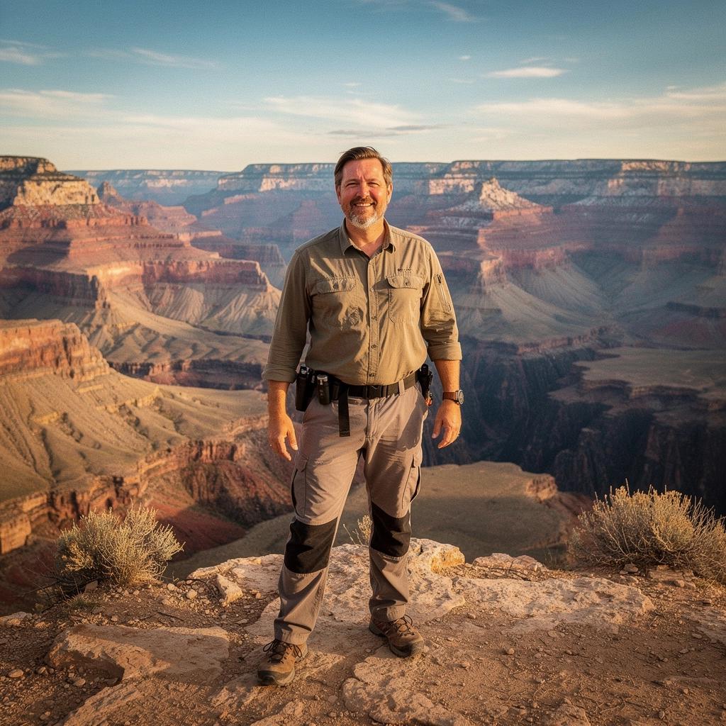 Фотограф, запечатлевающий закат над величественными каньонами.